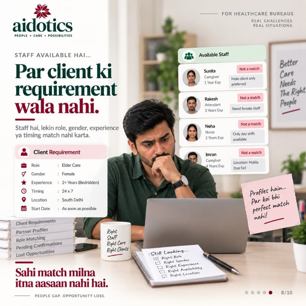 Staff available hai par client ki requirement wala nahi