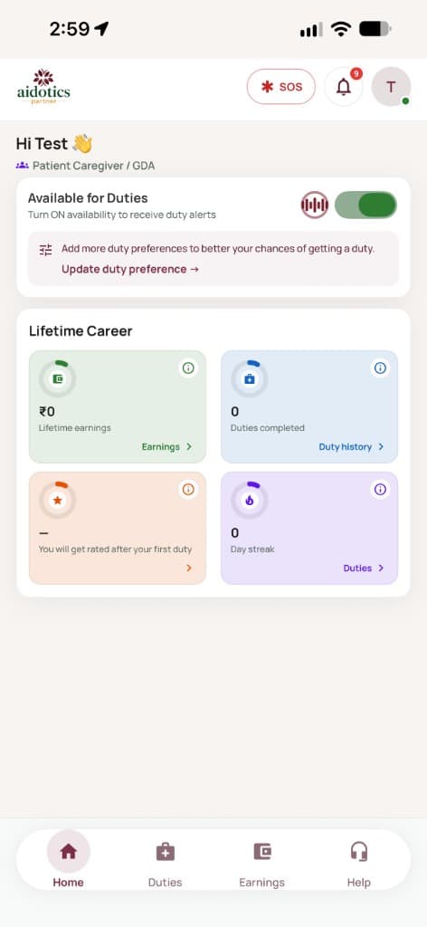 Aidotics Partner home — availability and career overview